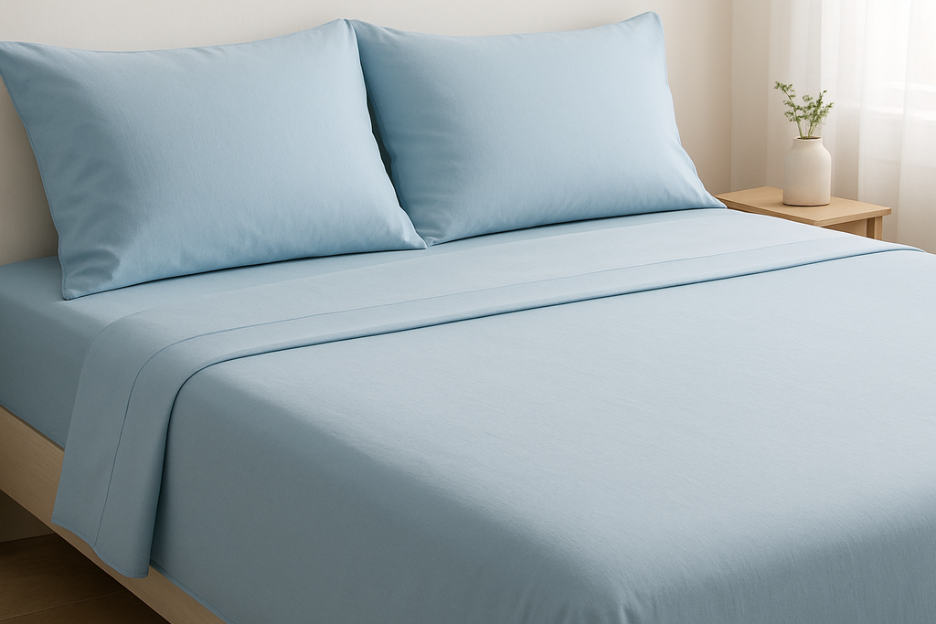 light blue double size bed sheets