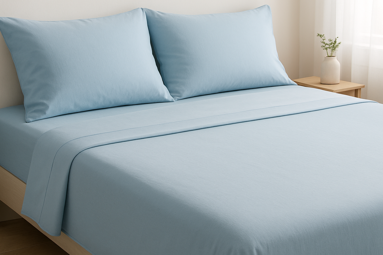 light blue double size bed sheets